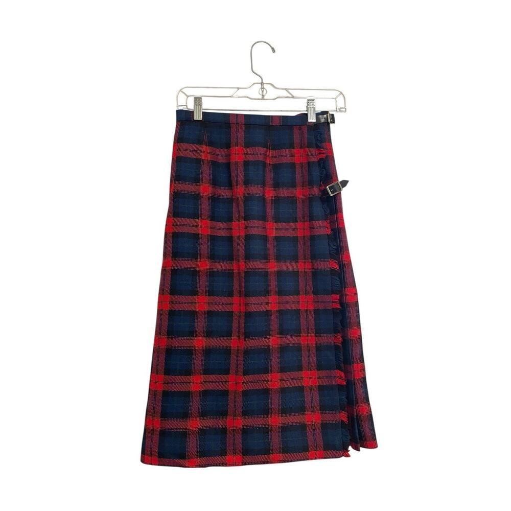 VTG Moffat Weavers Skirt Tartan Plaid Wool Blend Pleated Kilt Scotland Punk 26W